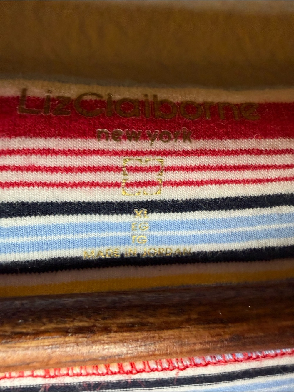 Liz Claiborne Multi-Color Striped Boatneck Long Sleeve Top - Picture 6 of 7